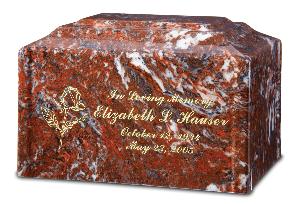 red cultured marble cremation urn